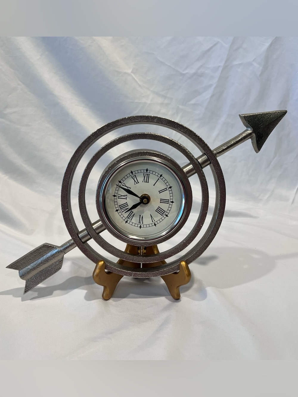 Arrow Wall Clock Roman Numeral Metal Statement Decor